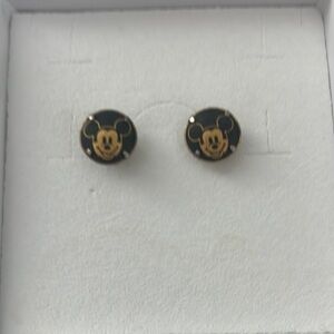Vintage Gold plated Mickey Mouse Pierced Earrings.